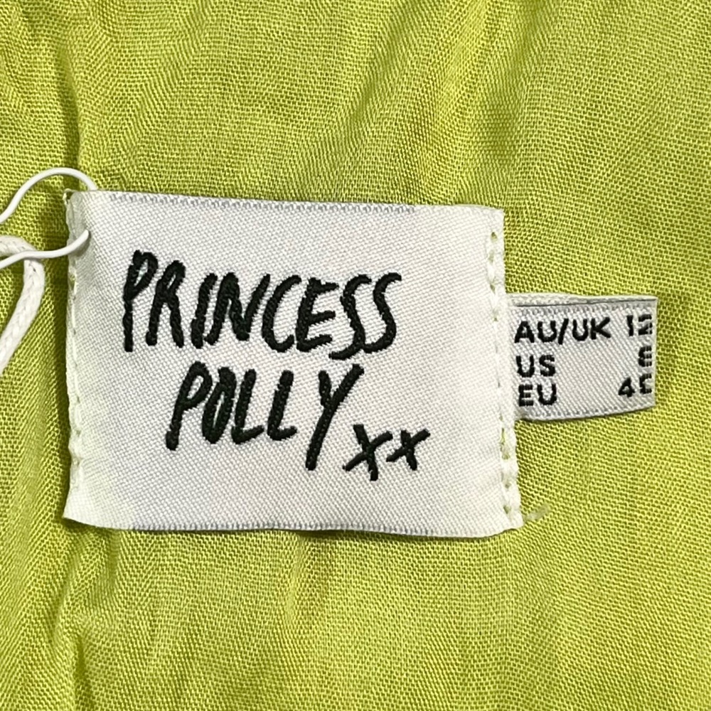 Princess Polly Mini Dress Womens 8 Green Plaid Puff Sleeve Cottagecore Summer - Picture 8 of 10